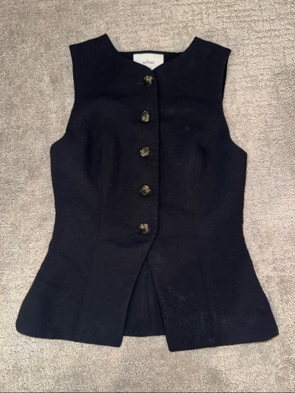 Wilfred Black Sleeveless Button Front Tailored Vest